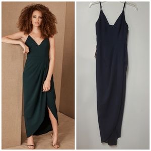 Bhldn Caron V-Neck Crepe Dress